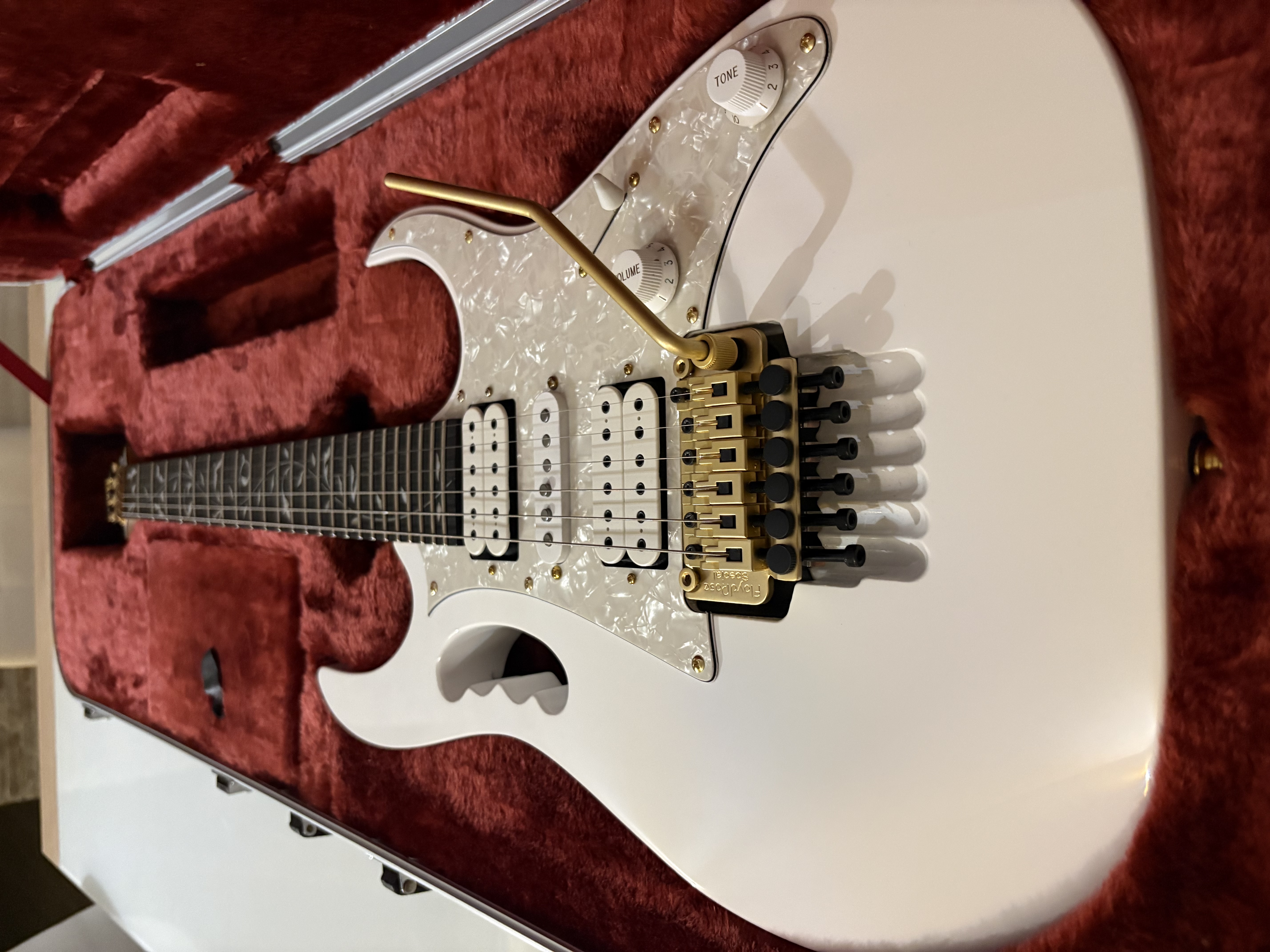 IBANEZ JEM JR MODIFICATA SET DIMARZIO EVOLUTION USA FLOYD ROSE MECCANICHE GOTOH STRAPLOCK CASE